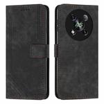 For itel RS4 Skin Feel Stripe Pattern Leather Phone Case with Lanyard(Black)