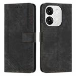 For itel A80 Skin Feel Stripe Pattern Leather Phone Case with Lanyard(Black)