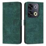 For itel P65 Skin Feel Stripe Pattern Leather Phone Case with Lanyard(Green)