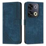 For itel P65 Skin Feel Stripe Pattern Leather Phone Case with Lanyard(Blue)