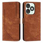 For itel A50 Skin Feel Stripe Pattern Leather Phone Case with Lanyard(Brown)