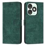 For itel A50 Skin Feel Stripe Pattern Leather Phone Case with Lanyard(Green)