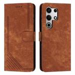 For itel S25 Ultra Skin Feel Stripe Pattern Leather Phone Case with Lanyard(Brown)