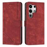 For itel S25 Ultra Skin Feel Stripe Pattern Leather Phone Case with Lanyard(Red)