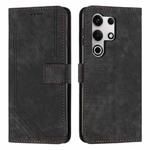 For itel S25 Ultra Skin Feel Stripe Pattern Leather Phone Case with Lanyard(Black)