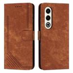 For itel S25 Skin Feel Stripe Pattern Leather Phone Case with Lanyard(Brown)