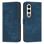 For itel S25 Skin Feel Stripe Pattern Leather Phone Case with Lanyard(Blue)