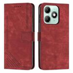 For itel A90 4G Skin Feel Stripe Pattern Leather Phone Case with Lanyard(Red)