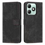 For itel A90 4G Skin Feel Stripe Pattern Leather Phone Case with Lanyard(Black)