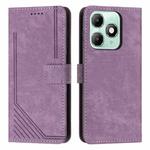 For itel A90 4G Skin Feel Stripe Pattern Leather Phone Case with Lanyard(Purple)