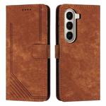 For itel A95 5G Skin Feel Stripe Pattern Leather Phone Case with Lanyard(Brown)