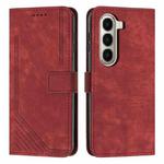 For itel A95 5G Skin Feel Stripe Pattern Leather Phone Case with Lanyard(Red)