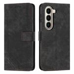 For itel A95 5G Skin Feel Stripe Pattern Leather Phone Case with Lanyard(Black)