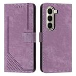 For itel A95 5G Skin Feel Stripe Pattern Leather Phone Case with Lanyard(Purple)