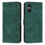 For Sony Xperia 5 VI Skin Feel Stripe Pattern Leather Phone Case with Lanyard(Green)