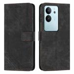 For vivo S17 / vivo S17 Pro Skin Feel Stripe Pattern Leather Phone Case with Lanyard(Black)