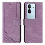 For vivo S17 / vivo S17 Pro Skin Feel Stripe Pattern Leather Phone Case with Lanyard(Purple)