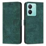 For vivo Y78 / vivo Y36 Skin Feel Stripe Pattern Leather Phone Case with Lanyard(Green)