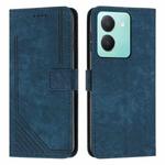 For vivo Y78 / vivo Y36 Skin Feel Stripe Pattern Leather Phone Case with Lanyard(Blue)