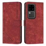 For vivo S18 / S18 Pro Skin Feel Stripe Pattern Leather Phone Case with Lanyard(Red)