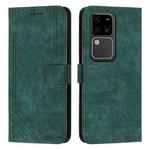 For vivo S18 / S18 Pro Skin Feel Stripe Pattern Leather Phone Case with Lanyard(Green)