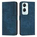 For vivo Y03 / Y18 / Y18e Skin Feel Stripe Pattern Leather Phone Case with Lanyard(Blue)