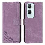 For vivo Y03 / Y18 / Y18e Skin Feel Stripe Pattern Leather Phone Case with Lanyard(Purple)