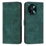 For vivo Y28 4G Skin Feel Stripe Pattern Leather Phone Case with Lanyard(Green)