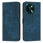 For vivo Y28 4G Skin Feel Stripe Pattern Leather Phone Case with Lanyard(Blue)