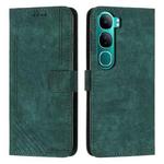 For vivo Y300 Global / V40 Lite IDN Skin Feel Stripe Pattern Leather Phone Case with Lanyard(Green)