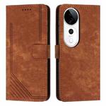 For vivo V40 / V40 Pro / T3 Ultra Skin Feel Stripe Pattern Leather Phone Case with Lanyard(Brown)