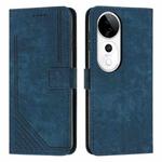 For vivo V40 / V40 Pro / T3 Ultra Skin Feel Stripe Pattern Leather Phone Case with Lanyard(Blue)