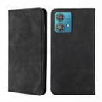 For Motorola Edge 40 Neo 5G Skin Feel Magnetic Leather Phone Case(Black)