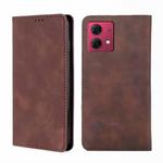 For Motorola Moto G84 5G Skin Feel Magnetic Leather Phone Case(Dark Brown)