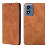 For Motorola Moto G Play 4G 2024 Skin Feel Magnetic Leather Phone Case(Light Brown)