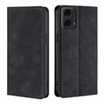 For Motorola Moto G24 4G Skin Feel Magnetic Leather Phone Case(Black)