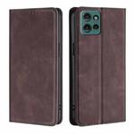 For Motorola Edge 50 5G Skin Feel Magnetic Leather Phone Case(Dark Brown)