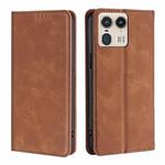 For Motorola Edge 50 Ultra Skin Feel Magnetic Leather Phone Case(Light Brown)