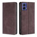 For Motorola Moto G85 5G Skin Feel Magnetic Leather Phone Case(Dark Brown)