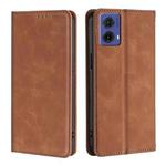 For Motorola Moto G85 5G Skin Feel Magnetic Leather Phone Case(Light Brown)