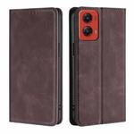 For Motorola Moto G Stylus 5G 2024 Skin Feel Magnetic Leather Phone Case(Dark Brown)