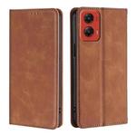 For Motorola Moto G Stylus 5G 2024 Skin Feel Magnetic Leather Phone Case(Light Brown)