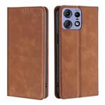 For Motorola Edge 50 Pro 5G Skin Feel Magnetic Leather Phone Case(Light Brown)