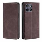 For Motorola Edge 50 Neo 5G Skin Feel Magnetic Leather Phone Case(Dark Brown)