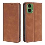 For Motorola Moto G35 5G Skin Feel Magnetic Leather Phone Case(Light Brown)