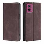 For Motorola Moto G55 5G Skin Feel Magnetic Leather Phone Case(Dark Brown)