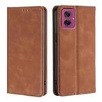 For Motorola Moto G55 5G Skin Feel Magnetic Leather Phone Case(Light Brown)