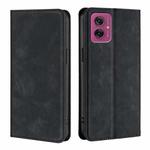 For Motorola Moto G55 5G Skin Feel Magnetic Leather Phone Case(Black)