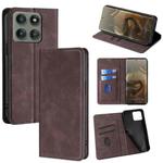 For Motorola Edge 60 Pro 5G Skin Feel Magnetic Leather Phone Case(Dark Brown)