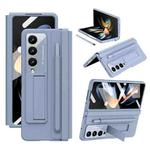 For Samsung Galaxy Z Fold4 PU + PC Full Coverage Phone Case with Pen/Pen Slots(Blue)